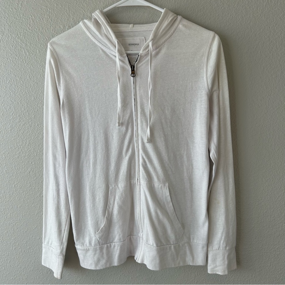 Sonoma White Zip-Up Sweater